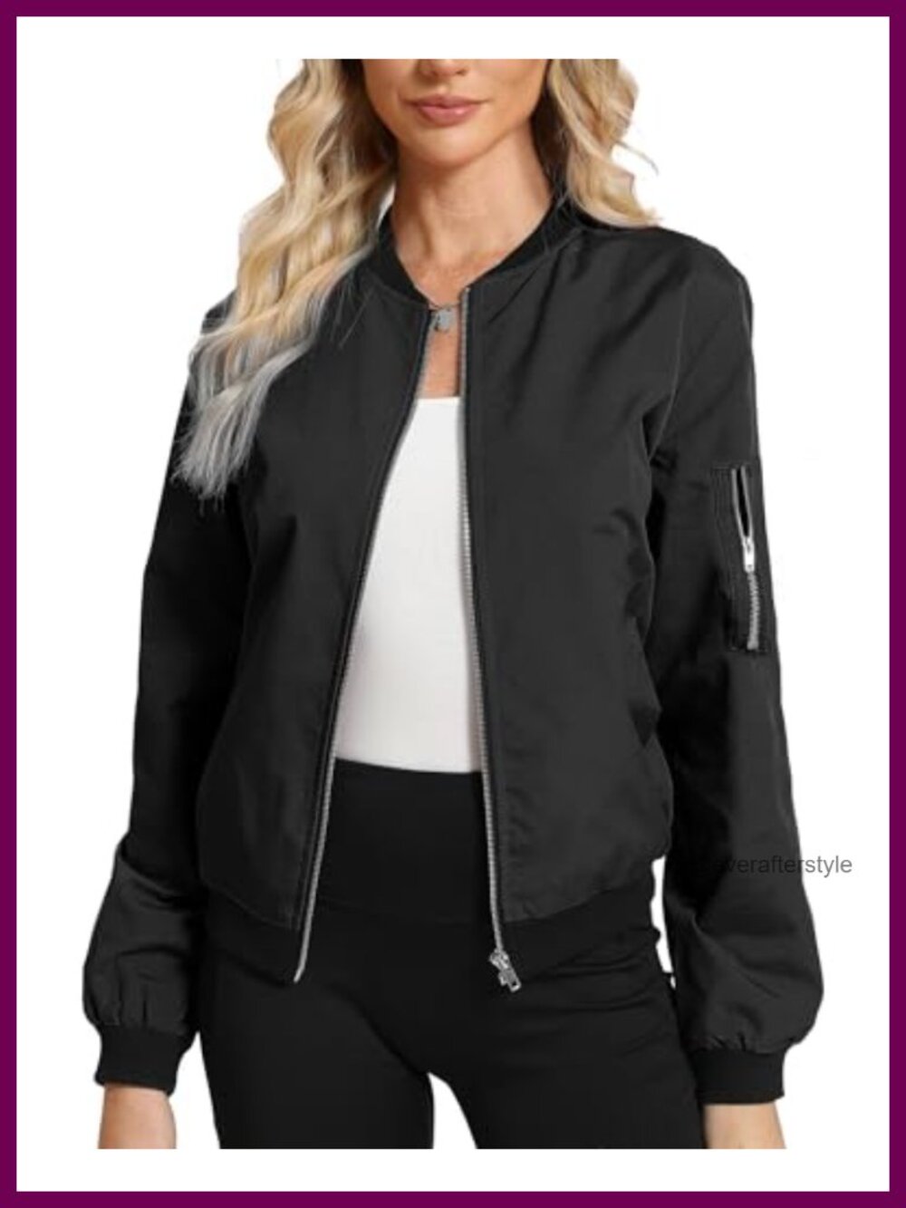 Women's Lightweight Windbreaker Casual Bomber Jacket with Pockets